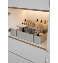 4'lü Gri Çizgili Dolap-çekmece Içi Organizer Seti 28x28x13 (X1) / 28x13x13 (X1) / 13x13x13 (X2) (Standart)