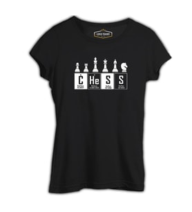Satranç - Elementler Siyah Kadın Tshirt