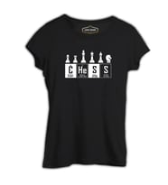 Satranç - Elementler Siyah Kadın Tshirt