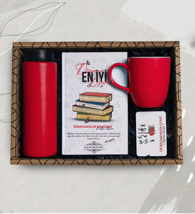 Öğretmenler Günü Hediye Seti, & Renkli Kupa Bardak, Cam Suluk, Defter, Magnet