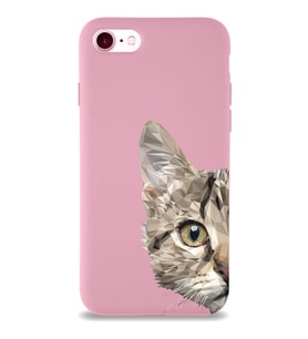 Apple iPhone SE 2022 Uyumlu Lansman Kılıf Catface Tasarımlı İçi Kadife Kapak-Pembe (Şeffaf)