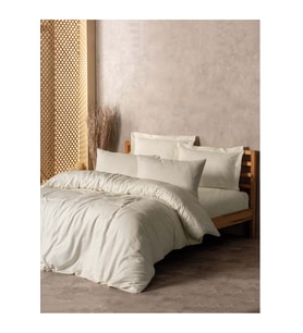 Cotton Box Rf Dual -Plaid Krem- Tek Kişilik Nevresim Takımı
