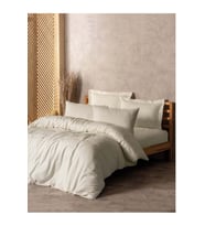 Cotton Box Rf Dual -Plaid Krem- Tek Kişilik Nevresim Takımı