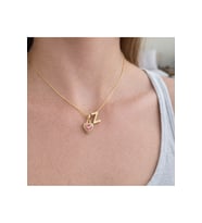 14K Altın Renginde Z Harf Pembe Kalpli Minimal Çelik Kadın Kolye