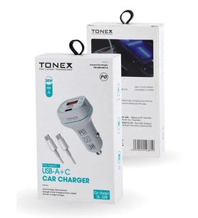Tonex TA-38W  2 Girişli Type-C To Type-C Kablolu Araç Şarjı Işıklı -
