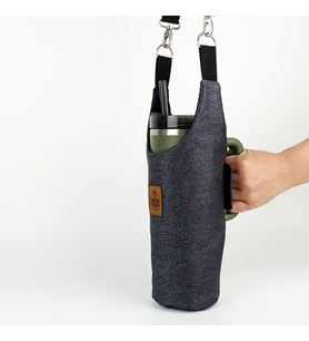 Woodycord El Yapımı Simli Kot Matara Termos Kılıfı Kulplu Model Quencher Pipetli 1,18 (Çok Renkli)