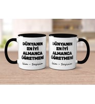 Almanca Öğretmenine Hediye - Dünyanın En İyi Almanca Öğretmeni Yazılı - Kişiye Özel Kupa Beyaz Siyah (Beyaz-Siyah)