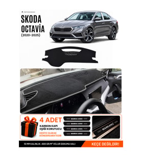 SKODA OCTAVİA (2020-2025) Uyumlu Torpido Örtüsü Torpido Kılıfı - Siyah