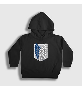 Presmono Unisex Çocuk Siyah Scout Anime Attack On Titan Kapüşonlu Sweatshirt 124798tt