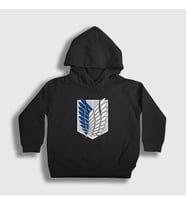 Presmono Unisex Çocuk Siyah Scout Anime Attack On Titan Kapüşonlu Sweatshirt 124798tt