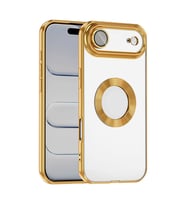 Apple iPhone 17 Uyumlu Air Uyumlu Kılıf Kamera Korumalı Logo Gösteren Zore Omega Kapak (Gold)