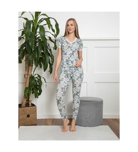Nefes Alan Terletmeyen Kadın Pijama Takımı 5057 (Mavi)