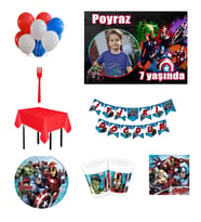 8 Kişilik Avengers Yenilmezler Afiş Hediyeli Doğum Günü Süsleri Parti Seti-