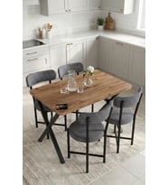 Mutfak Masası 4 Sandalyeli Set 110x70 cm Modern Bahçe Cafe Masa Takımı 4 Kişilik Tedy 9880 Gri