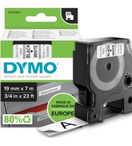 Dymo D1 Yedek Şerit, 19 Mm X 7 Mt, Beyaz/Siyah (45803)