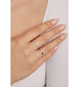 Elika Silver 925 Ayar Gümüş Zarif İkili Yüzük Set