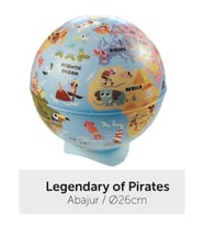 GÜRBÜZ 92254 26 CM IŞIKLI ABAJUR KÜRE DESENLİ LEGENDARY PIRATES