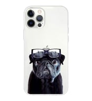 PrintiFy Apple  iPhone 12 Pro ile Uyumlu 1mm Slim Fit Köpek 3 050f Baskılı Şeffaf  Kılıf