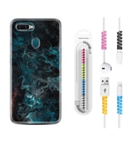 Oppo A5S A15 A16 A54 A55 A73 A74 Kılıf Kablo Koruma Spiral Silikon Colorful Abstract 1384