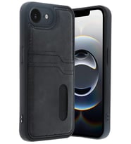iPhone 16E Kılıf Sara Kartvizitli Deri Kılıf - Siyah