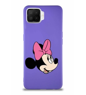 Oppo A73 Soft Premier Kapak Minnie Mouse-A Tasarımlı Silikon Kılıf - Mor (Şeffaf)