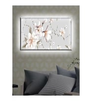 Led Işıklı Beyaz Çiçek Kanvas (tablo Yatak Odası İçin İdeal)