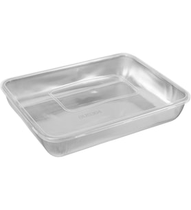 Çok Amaçlı Paslanmaz Çelik Fırın ve Saklama Kabı 25 x 20 x 5 Cm