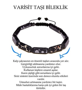 Sertifikalı Dikdörtgen Kesim Siyah Varisit Taşı Bileklik (Çok Renkli)