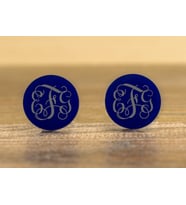 3 Harf Monogram Yazılı Gümüş Kaplama ve Pleksi Kol Düğmesi
