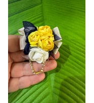 5X4 CM RENKLİ ÇİÇEKLİ TASARIM BROŞ YAKA İĞNESİ (Beyaz)