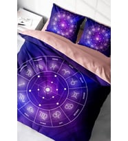 Lastikli Çarşaflı %100 Pamuk Saten Çift Kişilik Nevresim Takımı Astroloji