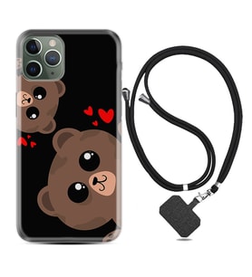 Apple iPhone 11 12 13 14 Pro Max Kılıf Boyun Askılı Silikon Love Animals 1780