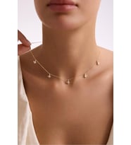 925 Ayar Gümüş Gold Kaplama Beyaz Taşlı Şans Kelebek Kolye