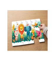 Sevimli Safari Hayvanları Tasarımlı 24 Parça Ahşap Çocuk Puzzle