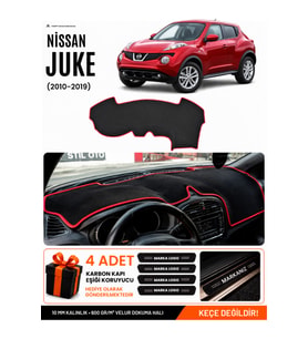 NİSSAN JUKE (2010-2019) Uyumlu Torpido Örtüsü Torpido Kılıfı - Siyah Kırmızı