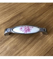 Nobel Porselen Kulp 128mm Pembe Çiçekli (2 Adet) (Beyaz)