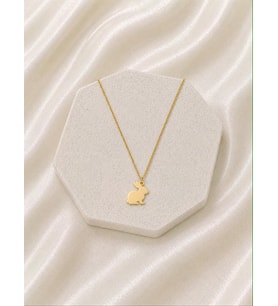 Kişiye Özel 925 Ayar Gümüş Minimalist Tavşan Figürlü Kolye (Gold)