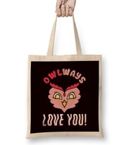 Owl Always Love You Heart Valentines Day Couple Bez Çanta Uzun Saplı