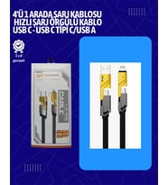 Usb-C Lightning Uyumlu 4'Ü 1 Arada Kablo – 65W Hızlı Şarj, Örgülü Dayanıklı Yapı