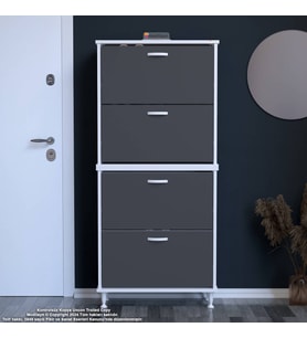 Modilayn UMAY' 2 Li Antre Hol 72 x 168 x 25,5 cm’ lik 4 Düşer Kapak 8 Göz Bölmeli Ayakkabılık