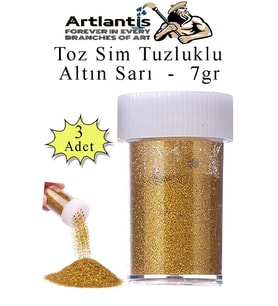 Altın Sarı Toz Sim Tuzluklu 7 gr 3 Adet Renkli Toz Sim Epoksi Reçine Okul Etkinlik Dekarasyon Slime