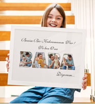 Babalar günü Özel Benim Bir Kahramanım Var Çerçeveli Poster (Beyaz)