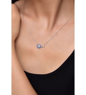 Papatya Silver 925 Ayar Gümüş Rodyum Kaplama Nazar Yıldız Kolye