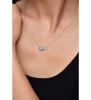 Papatya Silver 925 Ayar Gümüş Rodyum Kaplama Nazar Yıldız Kolye
