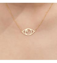 Kişiye Özel 925 Ayar Gümüş Minimalist Göz Kolye (Gold)