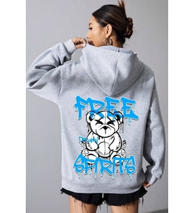 Free Grafiti Sırt Baskılı Sweatshirt (Gri)
