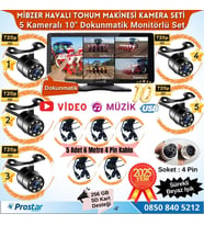 Mibzer için 5 Kameralı 10.36 inç Dokunmatik Monitör Beşe Bölen Kayıtlı 256 Gb Sd Kart Destekli (Siyah)