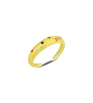 Gümüş altın yaldızlı renkli taşlı modern tasarımlı ayarlamalı yüzük SGTL12168GOLD (Rose)