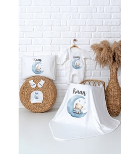 Pia Baby Premium %100 Pamuk Hastane Çıkışı Tulumlu Yenidoğan Erkek Bebek Hediye Seti 5071-03 (Ekru)