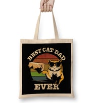 Best Cat Dad Ever Funny Cat Daddy Father Day Vintage Bez Çanta Uzun Saplı